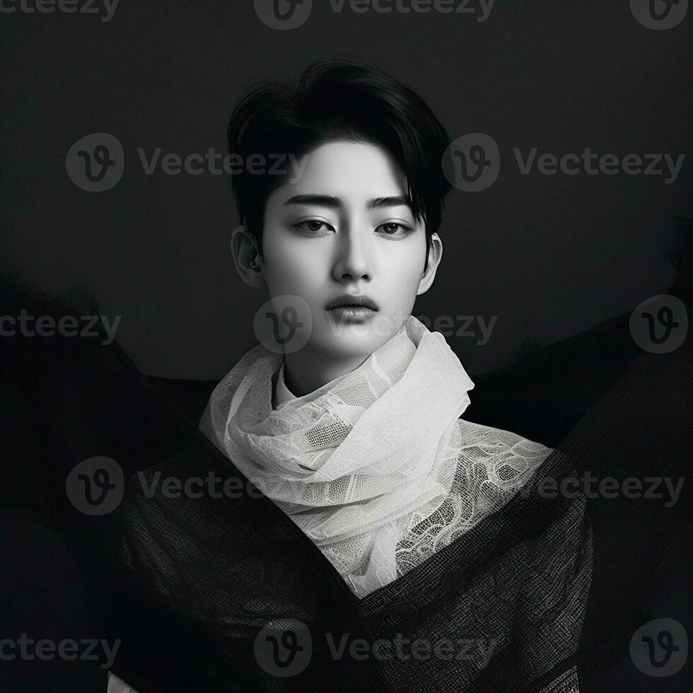 Illustration of a fashion portrait,  AI Generated photo