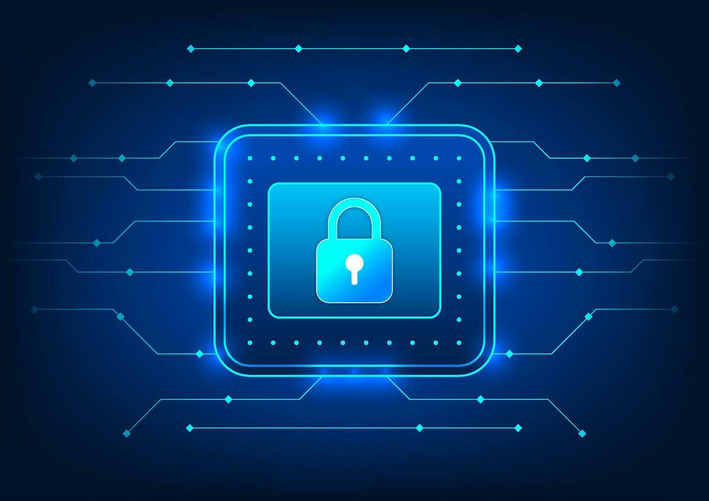 Screen technology background Screen with lock in the middle and has a circuit board surrounding it Refers to accessing a cyber-secured system. Prevent data theft and data damage vector
