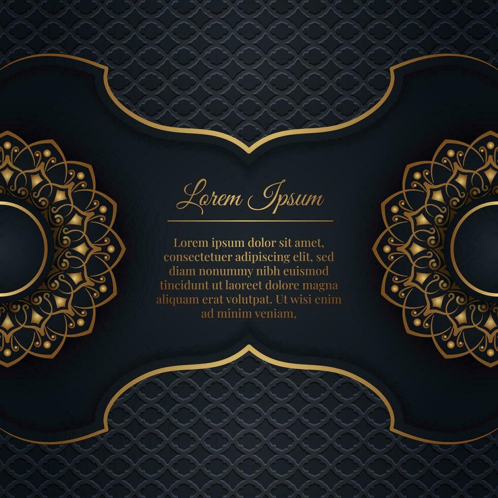 Black luxury background, with gold mandala ornament vector