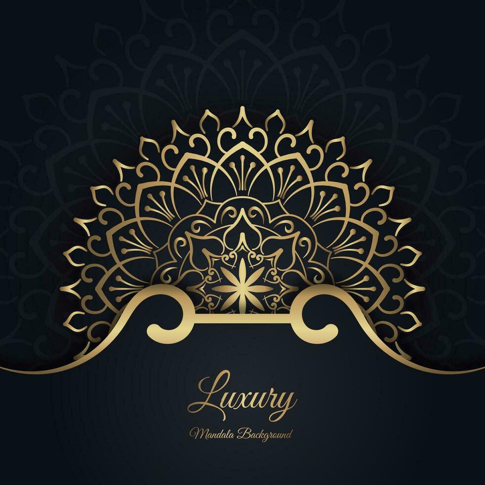 Black luxury background, with gold mandala ornament vector