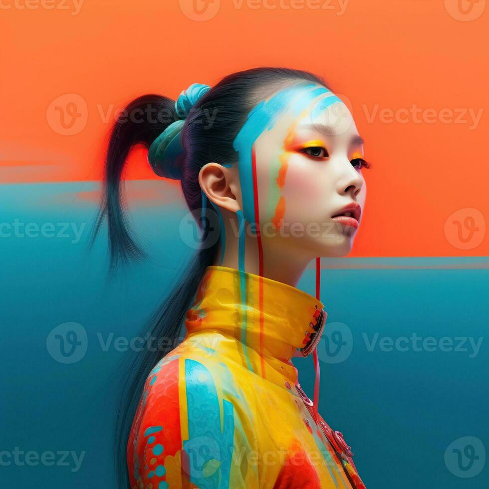 Illustration of a fashion portrait,  AI Generated photo