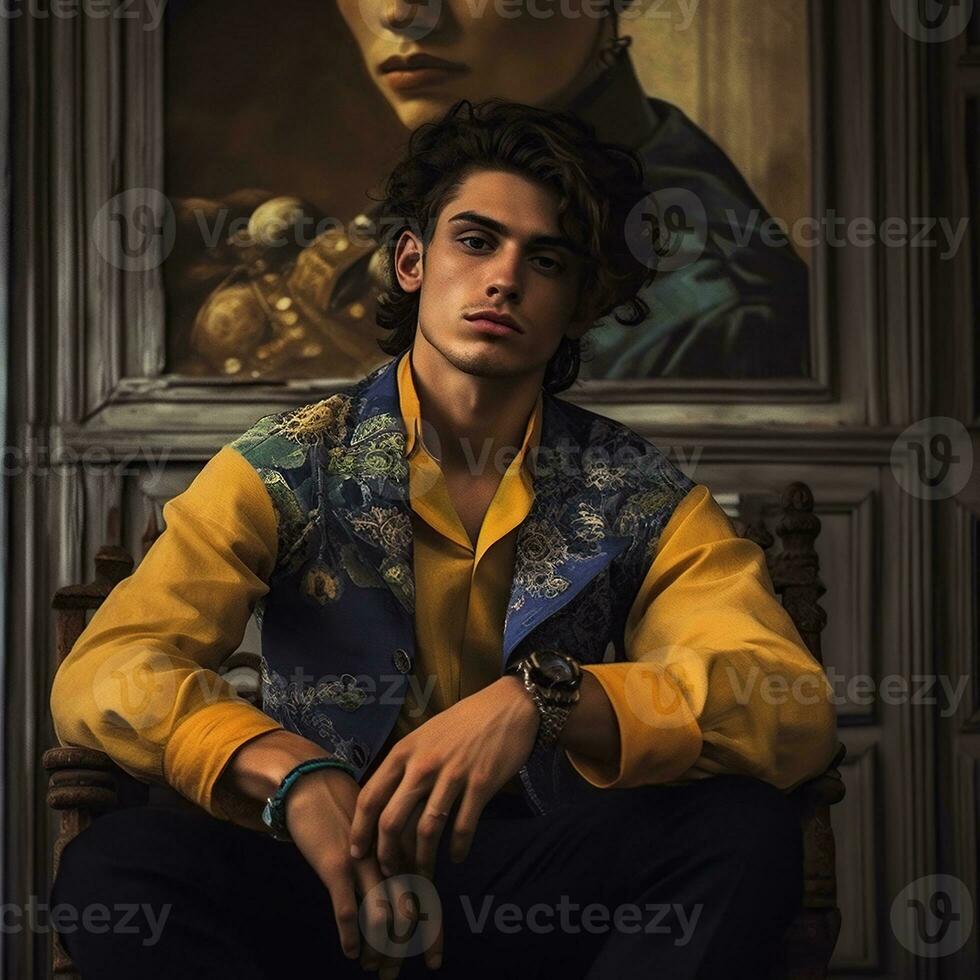 Illustration of a fashion portrait,  AI Generated photo