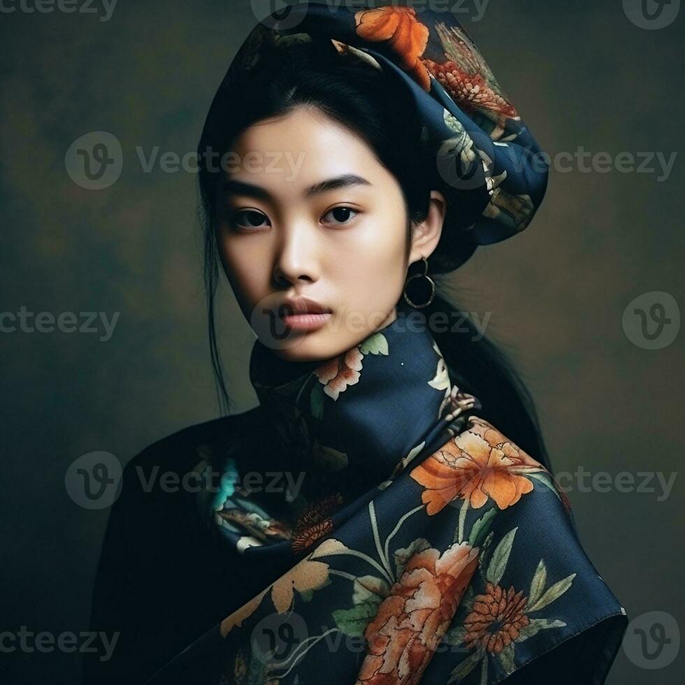 Illustration of a fashion portrait AI Generated photo