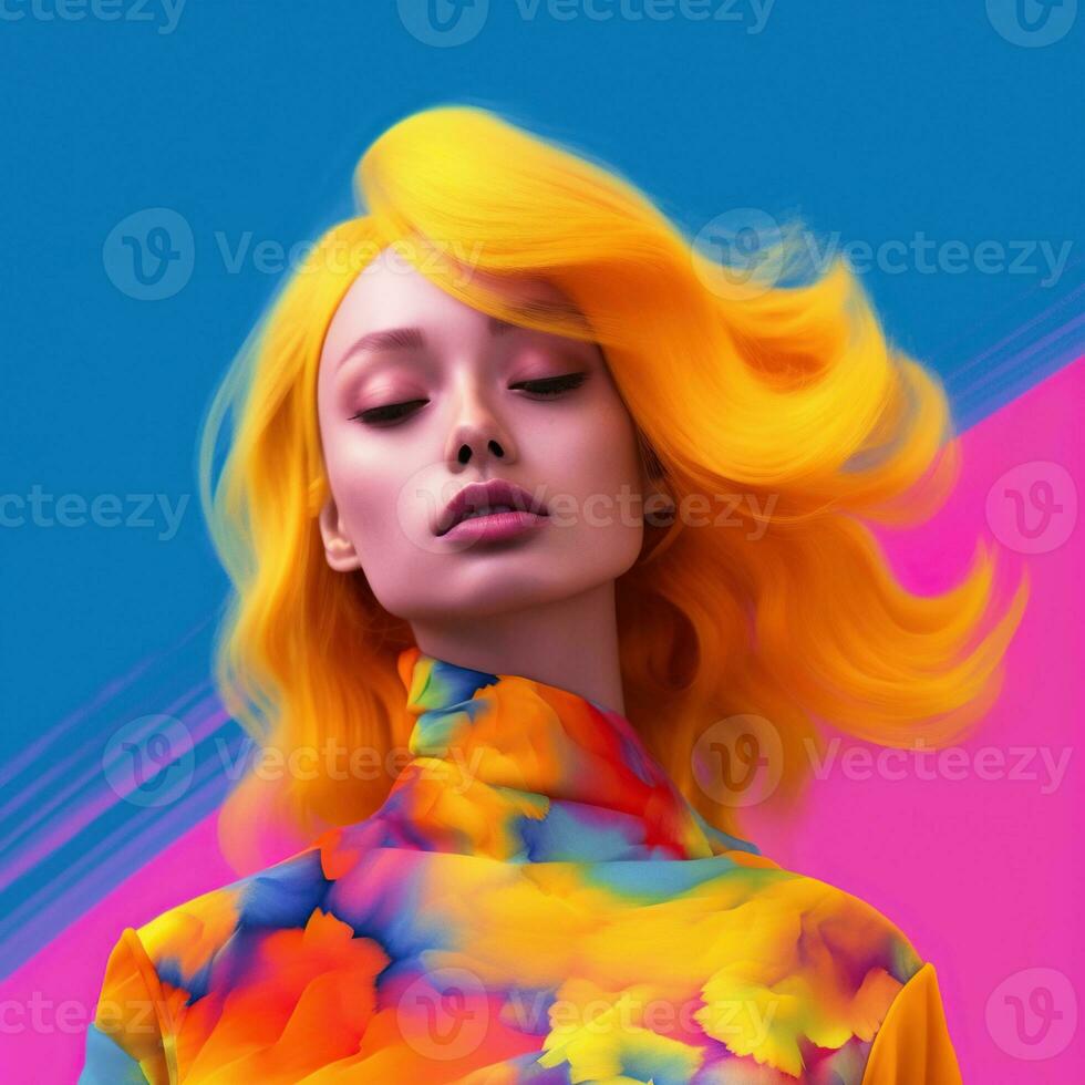 Illustration of a fashion portrait,  AI Generated photo