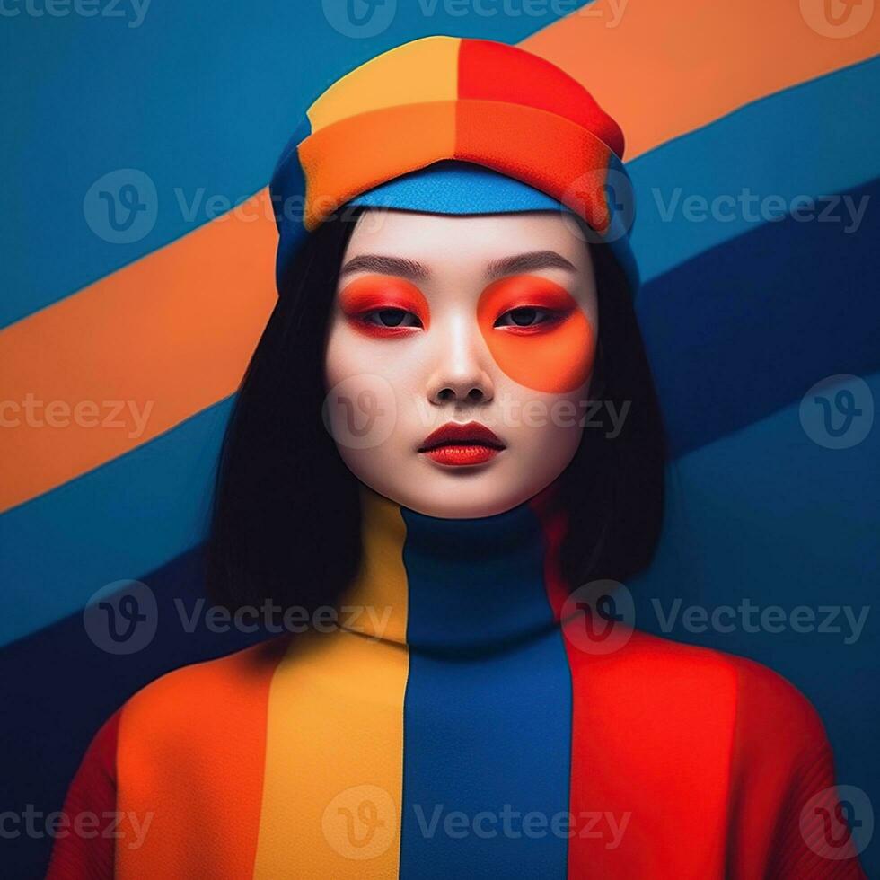 Illustration of a fashion portrait,  AI Generated photo