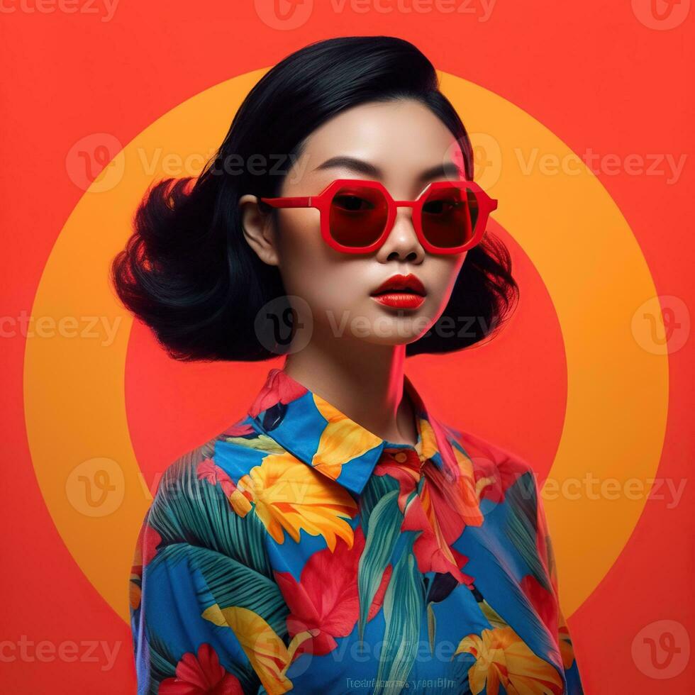 Illustration of a fashion portrait,  AI Generated photo