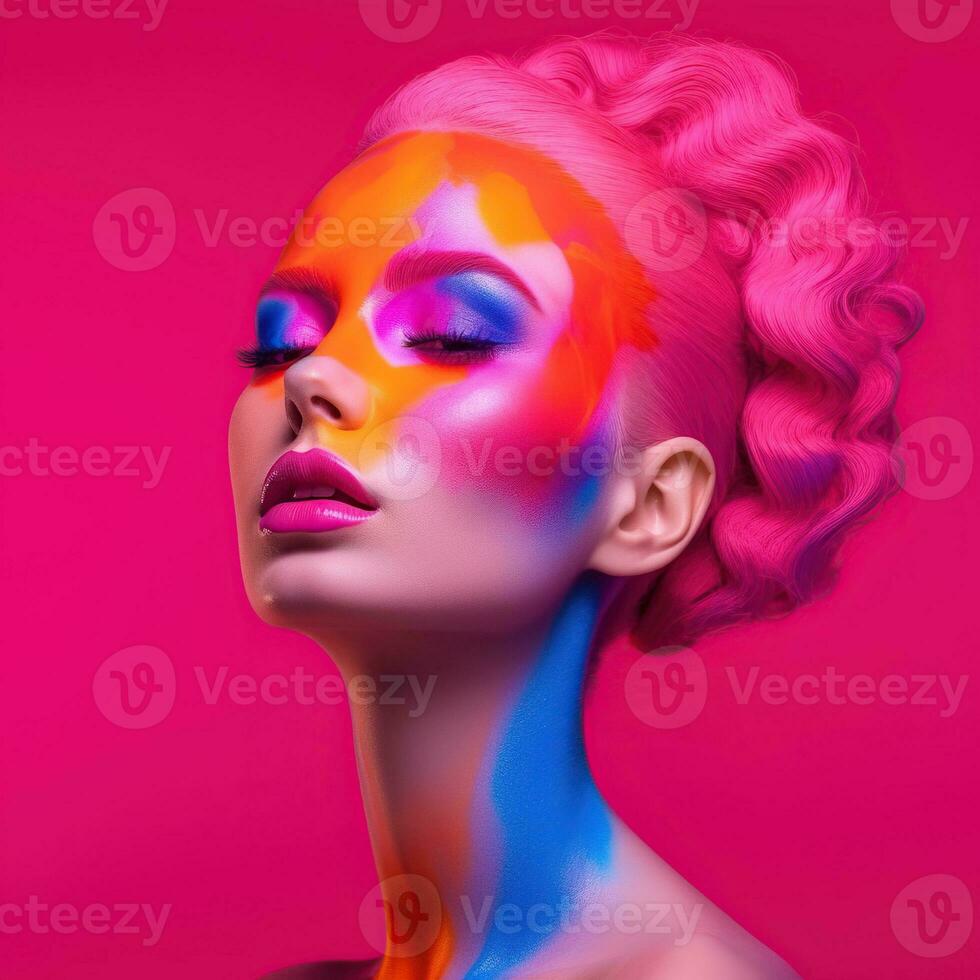 Illustration of a fashion portrait,  AI Generated photo
