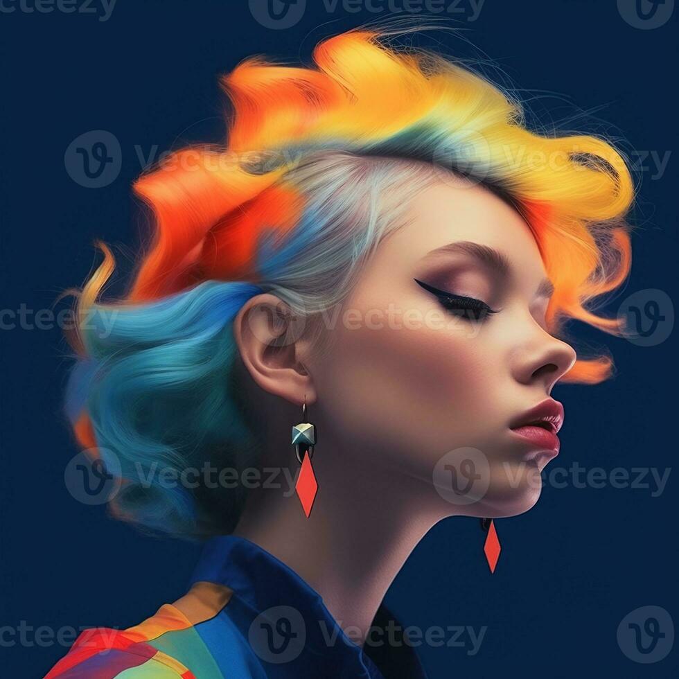 Illustration of a fashion portrait,  AI Generated photo