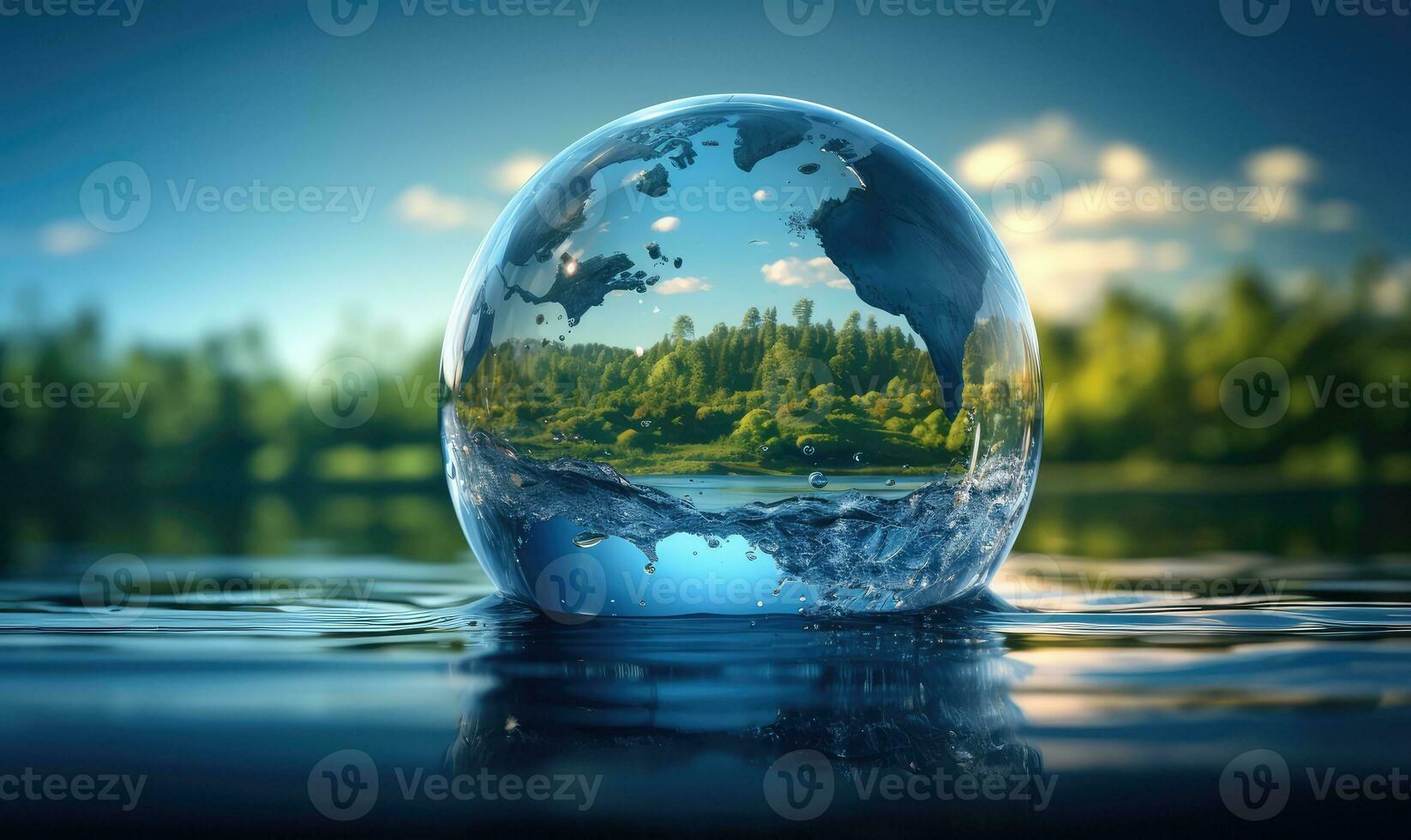 Earth day. Earth, mother earth. Earth in water drops . AI Generated photo