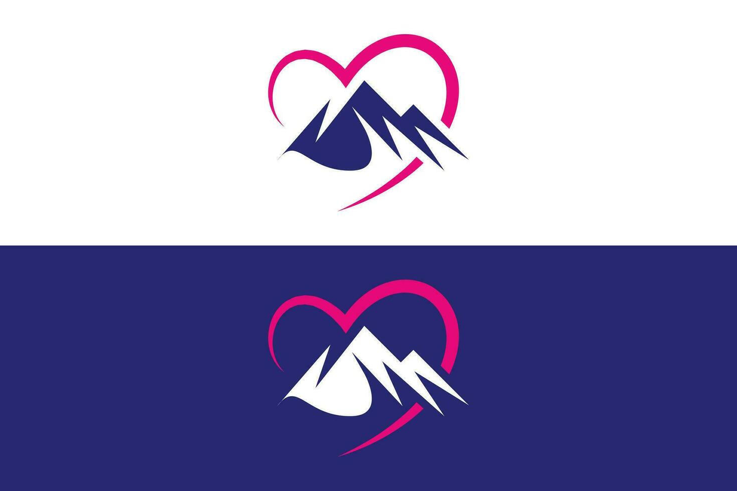 mínimo y profesional amor y cumbre vector logo diseño