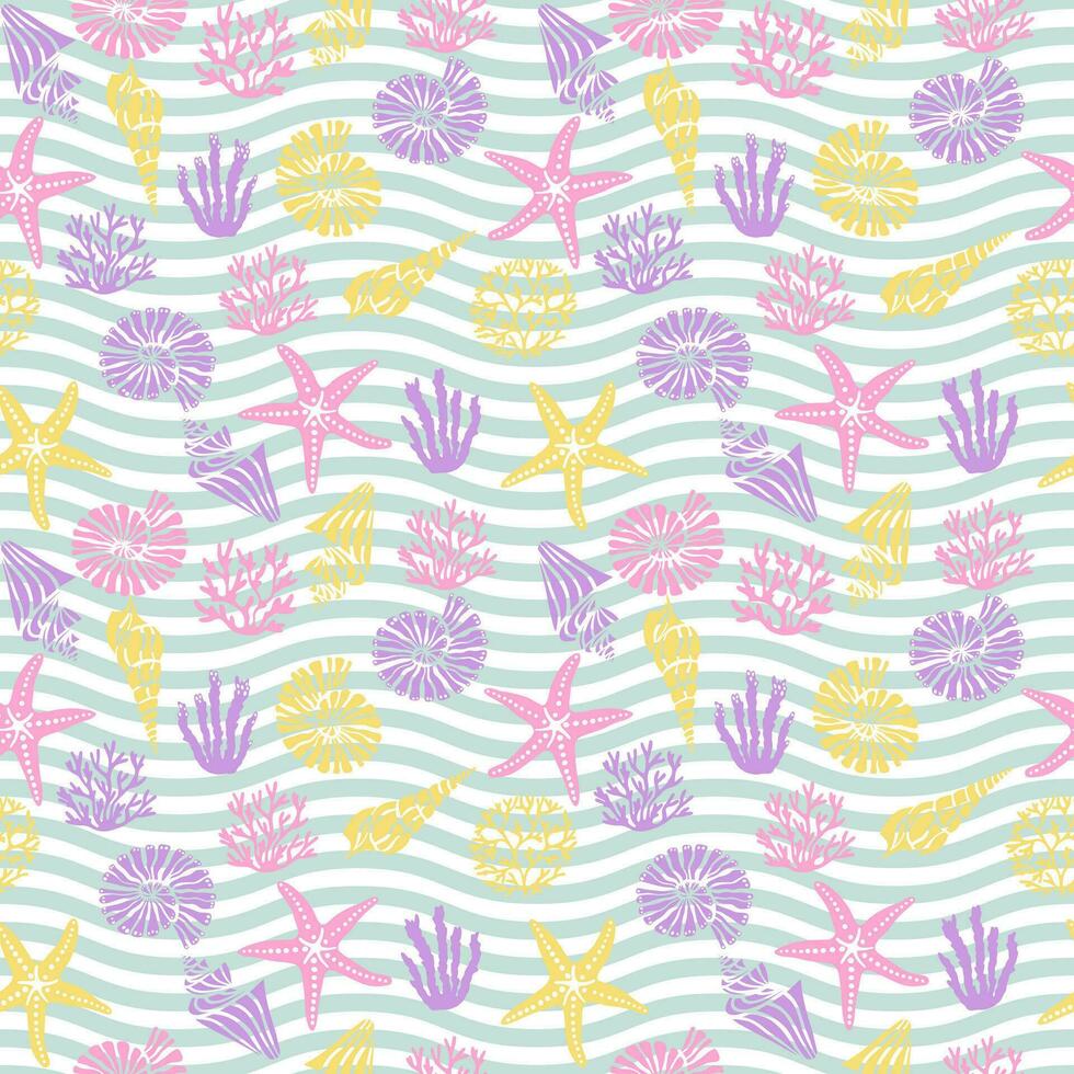 Sea vector seamless pattern. Can be used in textile industry, paper, background, scrapbooking.