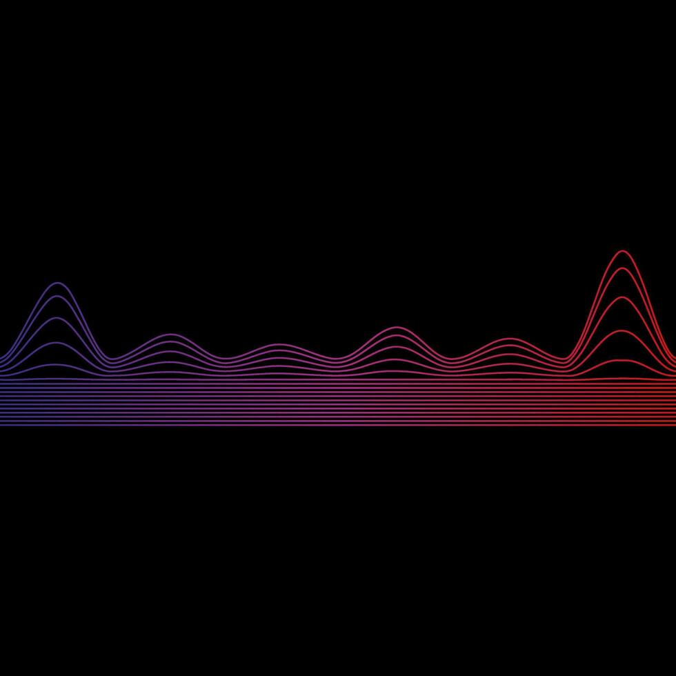 Sound wave rainbow wavy line gradients. Radio frequency. Abstract geometric shape on a black background. Vector illustration