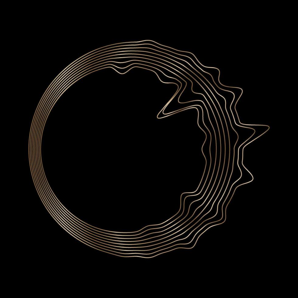 Abstract sphere flowing light line wave gold gradient isolated on black background. Vector in the concept of artificial intelligence technology 3d object, science, music, modern