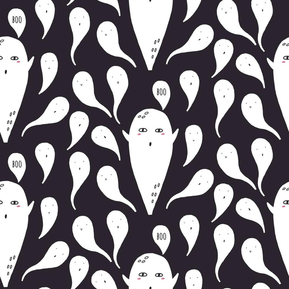Seamless pattern boo ghost vector