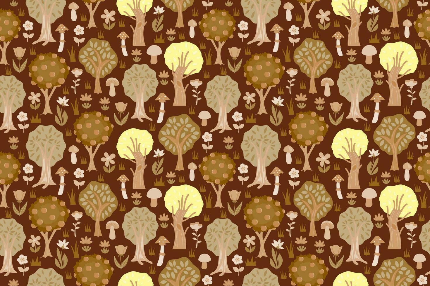 Autumn seamless pattern. Abstract colorful fall pattern with nature design elements and illustrations. vector