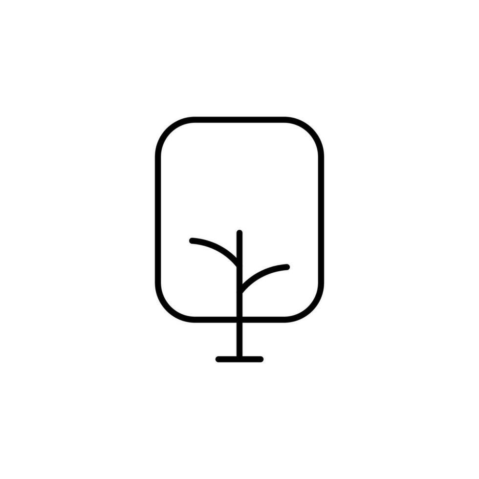 Square Tree Vector icon for Advertisement. Perfect for web sites, books, stores, shops. Editable stroke in minimalistic outline style