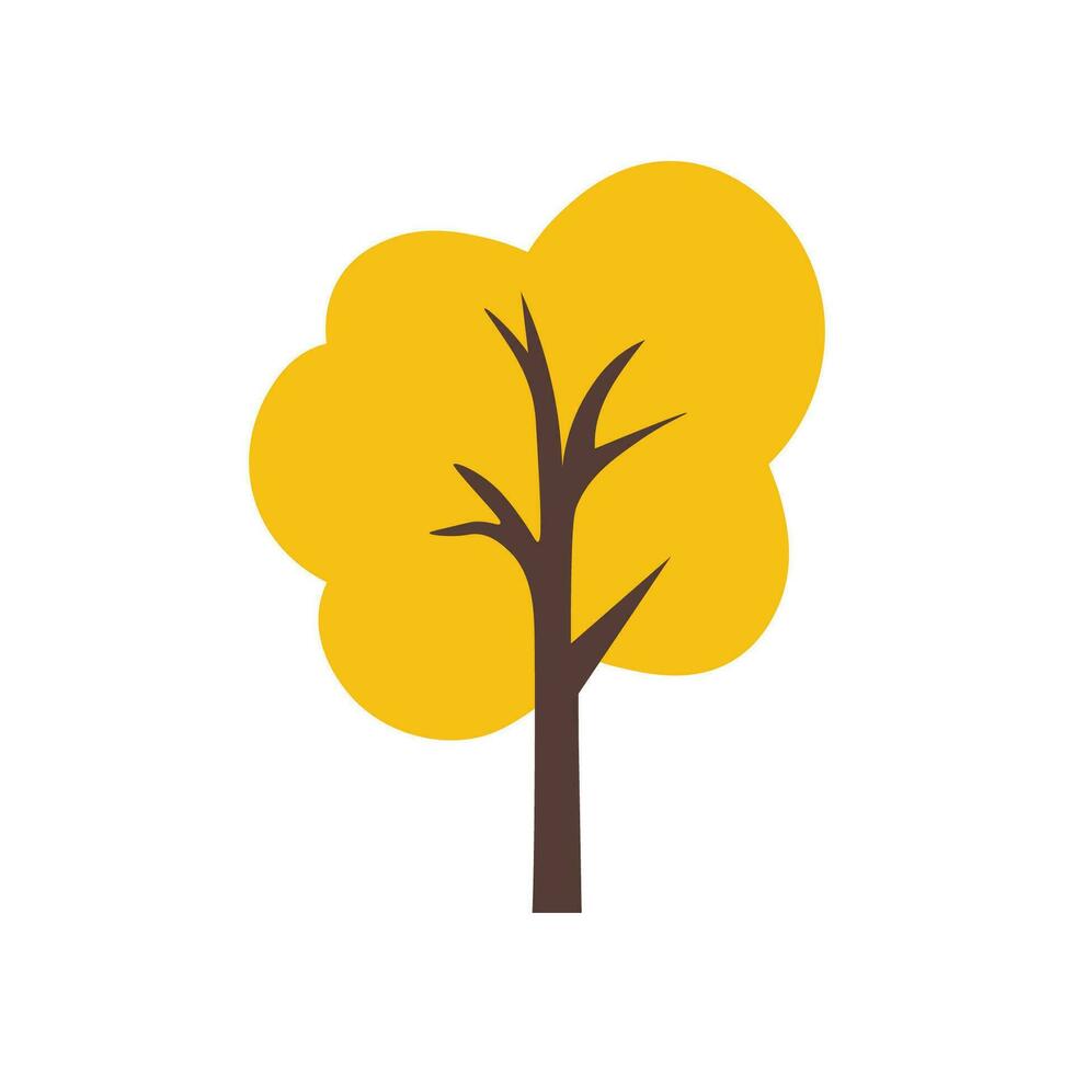 Yellow Autumn Tree Vector Image. Suitable for design of websites, postcards, books, patterns and other purposes