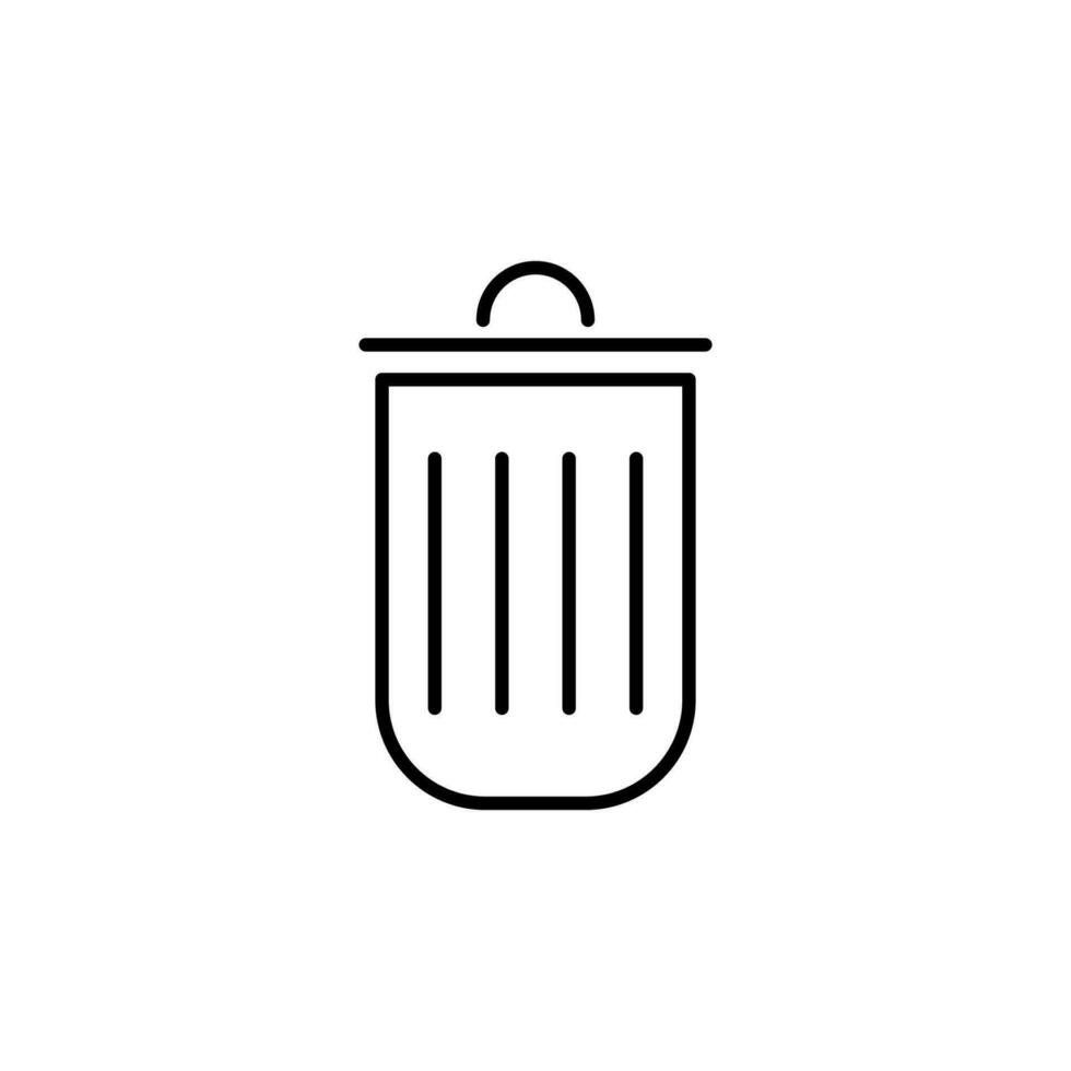 Wastebasket Vector Line Sign for Advertisement. Perfect for web sites, books, stores, shops. Editable stroke in minimalistic outline style