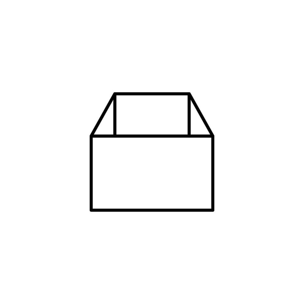 Opened Box Vector Symbol for Advertisement. Perfect for web sites, books, stores, shops. Editable stroke in minimalistic outline style