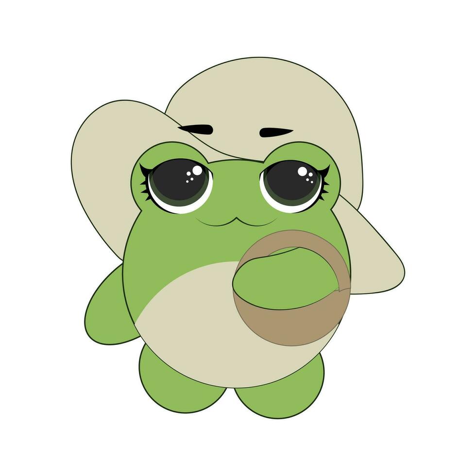 Baby frog smiling in a kawaii style vector