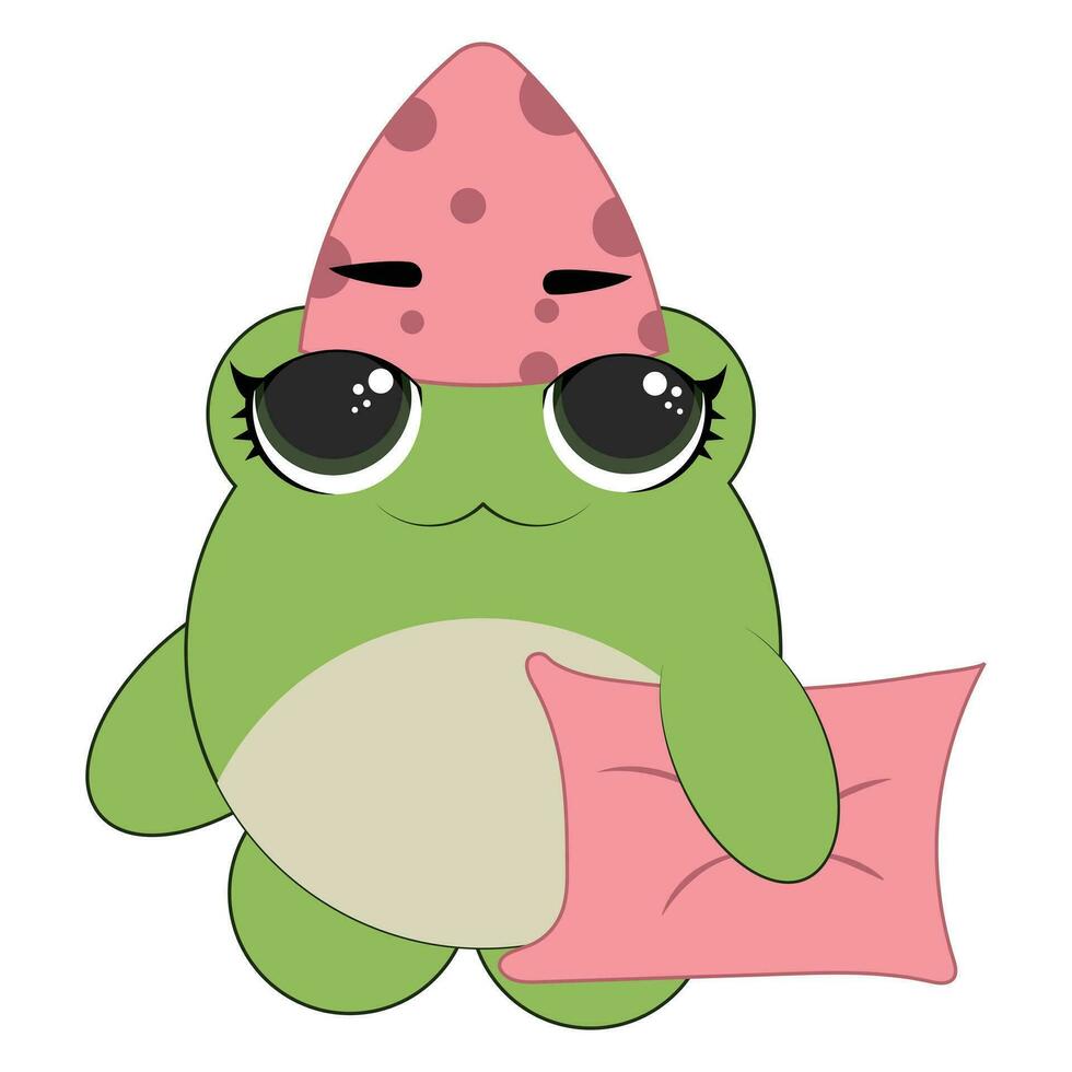 Baby frog smiling in a kawaii style vector