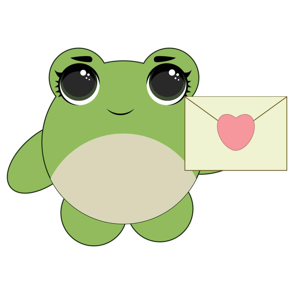 Baby frog smiling in a kawaii style vector