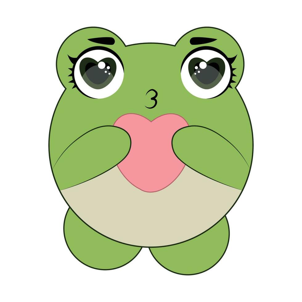 Baby frog smiling in a kawaii style vector