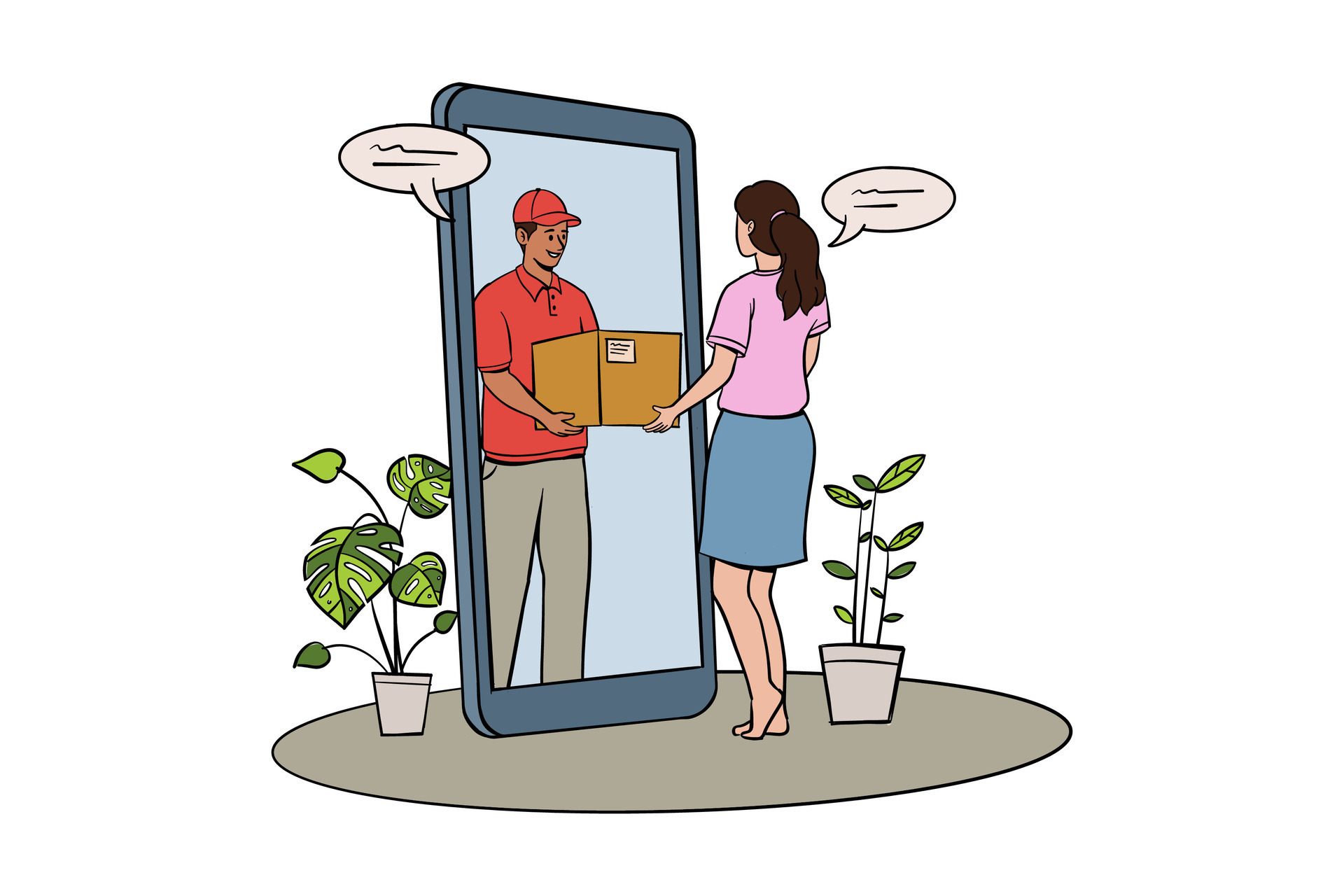 Online order and courier delivery at home. Global shipping and express