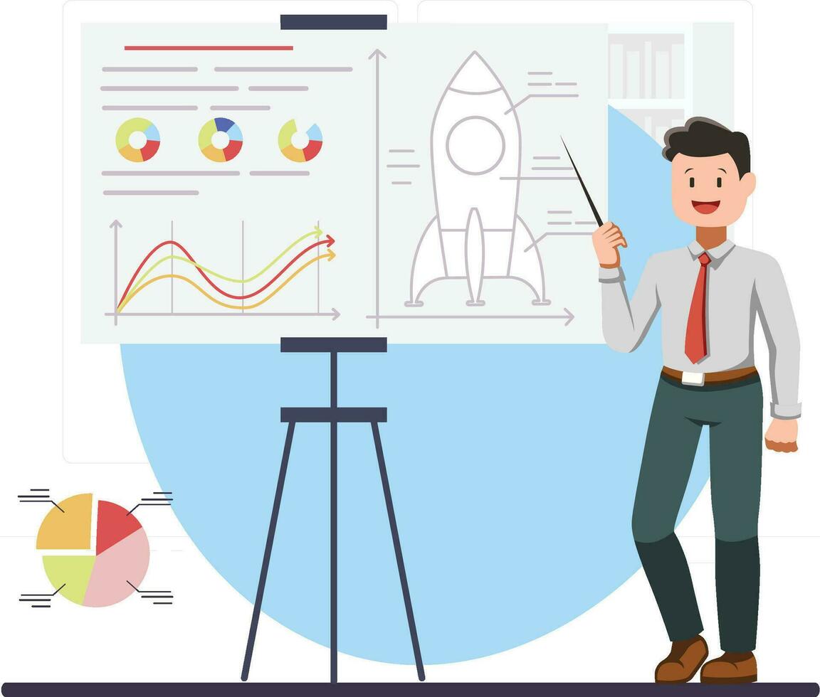 illustration of business people doing a presentation, Suitable for Diagrams, Infographics, Book Illustration, Game Asset, And Other Graphic Related Assets vector