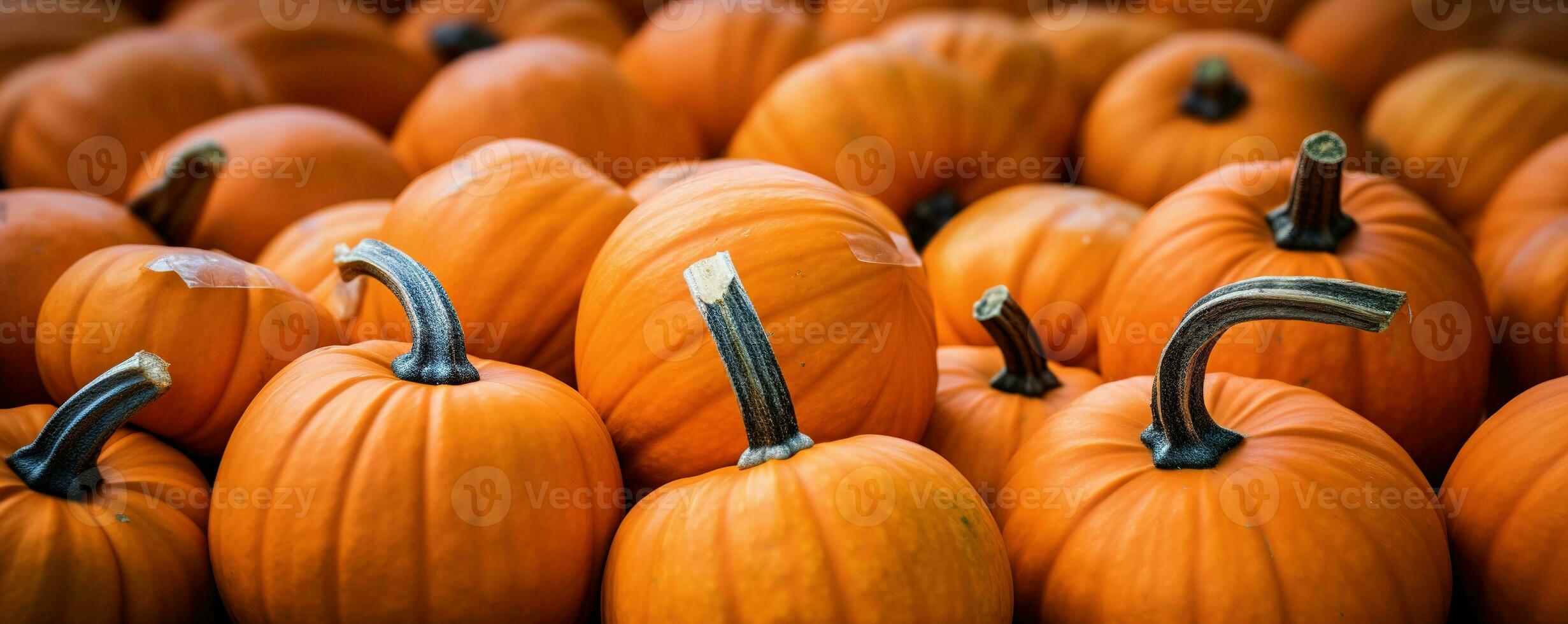 Several mini pumpkins at outdoor farmers market. Generative AI photo