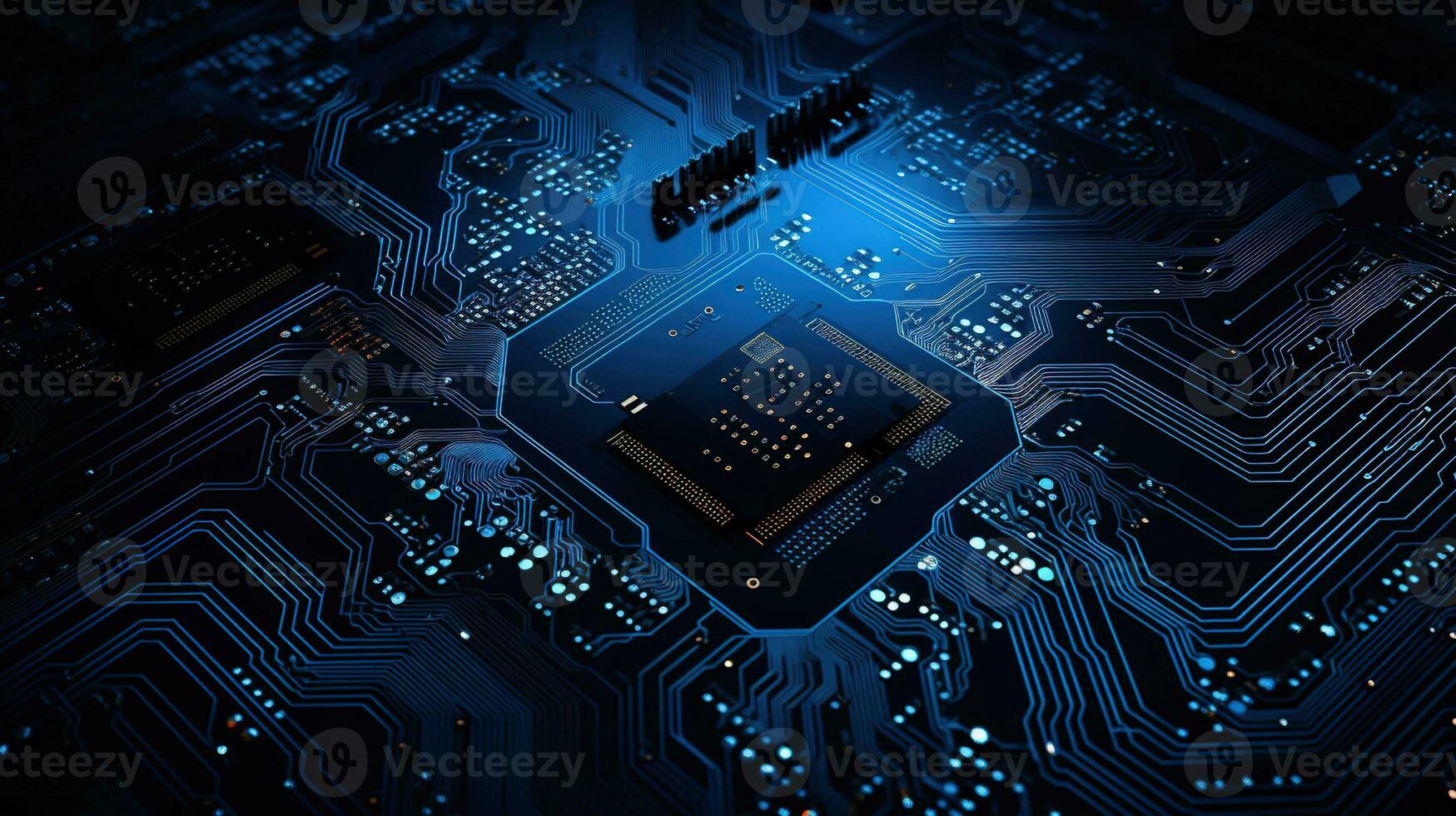 Circuit board background with abstract technology chip processor. Central Computer Processors CPU concept. Motherboard digital chip. Technology science background. Generative AI photo