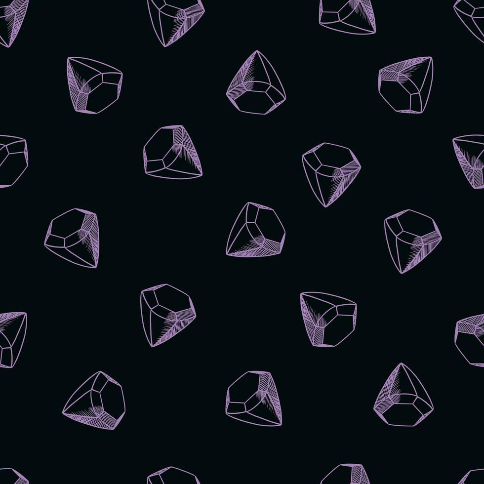 diamante piedra preciosa sin costura modelo en negro antecedentes. mano dibujado joyas repetir vector fondo. impresión para vestir, álbum de recortes, fondo de pantalla, aplicaciones