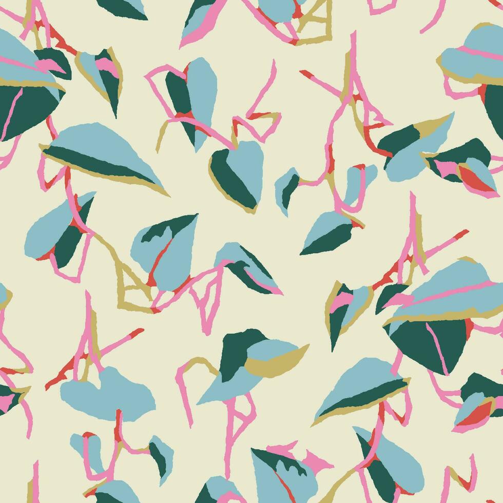 Vector contemporary art leaf illustration seamless repeat pattern