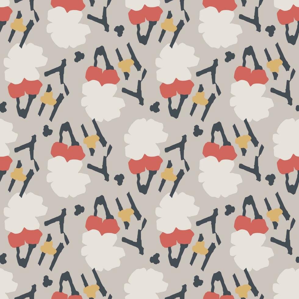Vector Scandinavian flower illustration seamless repeat pattern digital artwork