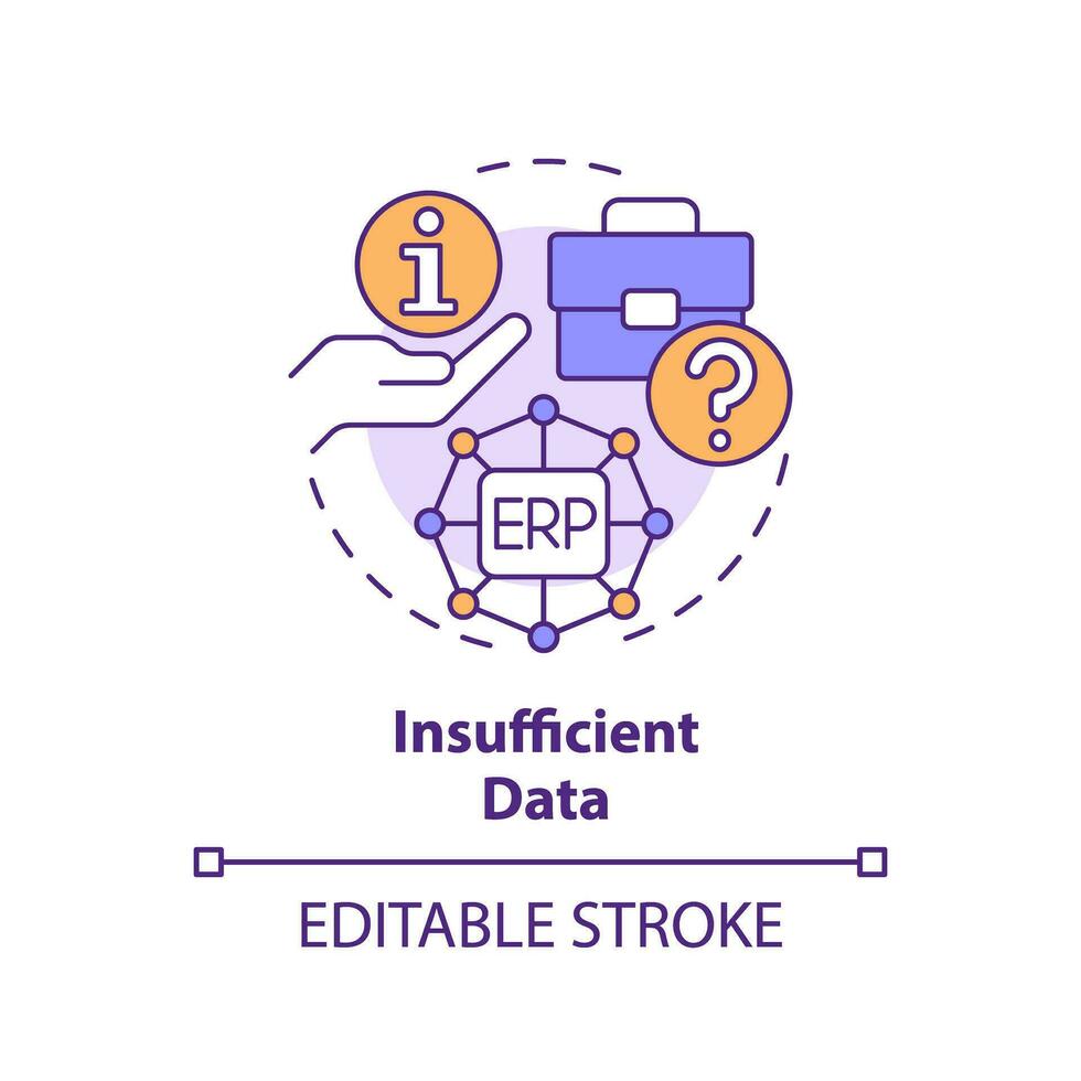 Editable insufficient data icon concept, isolated vector, enterprise resource planning thin line illustration. vector