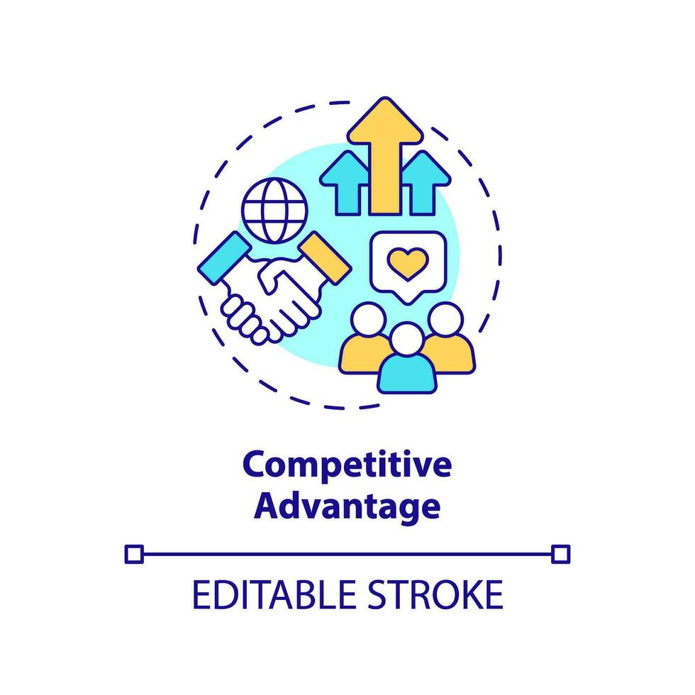 Editable competitive advantage icon, isolated vector, foreign direct investment thin line illustration. vector