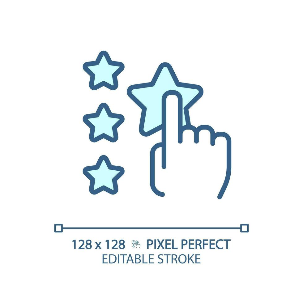 Assess pixel perfect RGB color icon. User leaving feedback about service. Experience sharing online. Product quality. Isolated vector illustration. Simple filled line drawing. Editable stroke