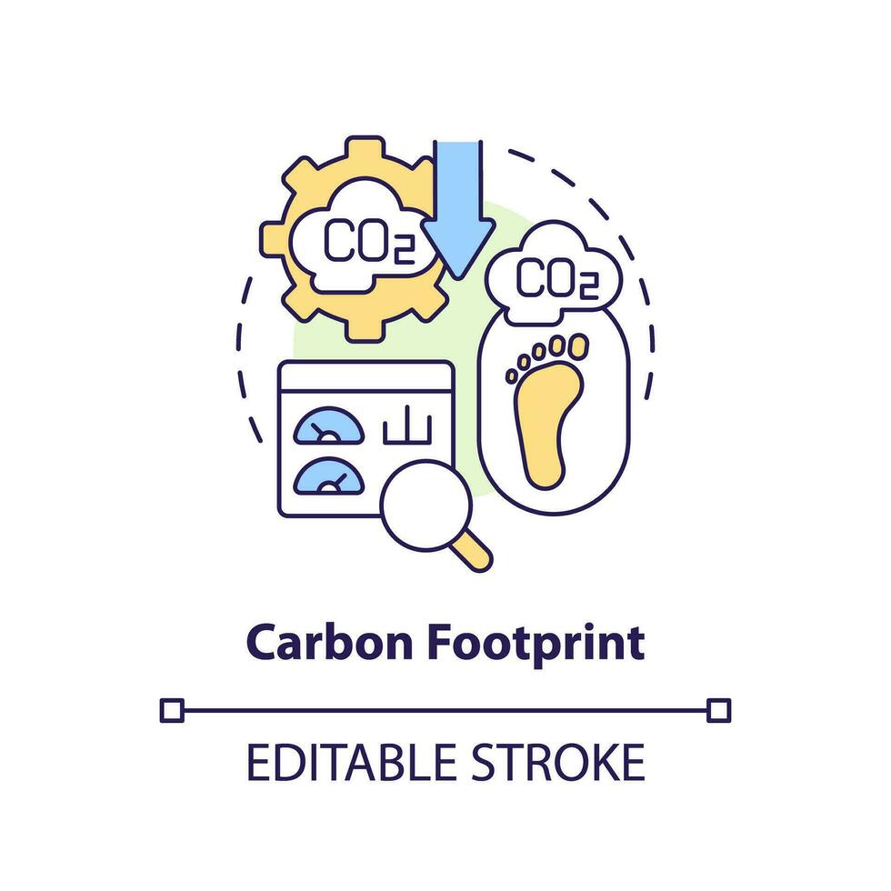 Editable carbon footprint concept, isolated vector, thin line icon representing carbon border adjustment. vector