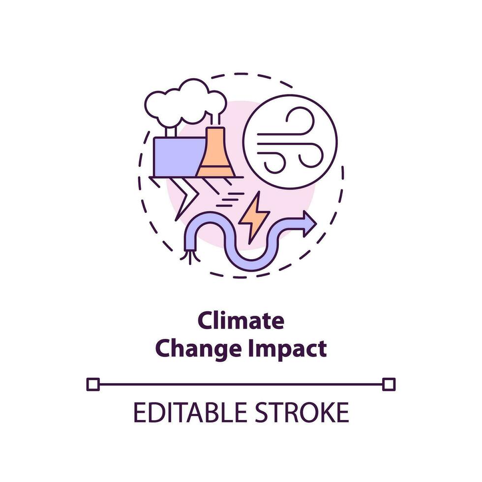 Editable climate change impact concept, isolated vector, thin line icon representing carbon border adjustment. vector
