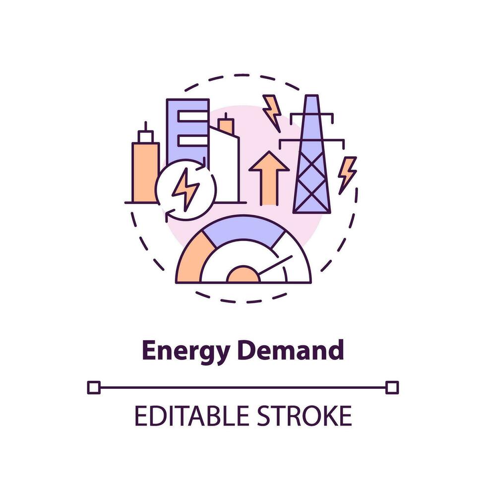 Editable energy demand concept, isolated vector, thin line icon representing carbon border adjustment. vector
