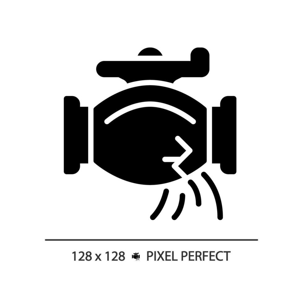 Oil pipe leakage black glyph icon. Leak detection. Pipeline transport. Oil pollution. Environmental impact. Silhouette symbol on white space. Solid pictogram. Vector isolated illustration