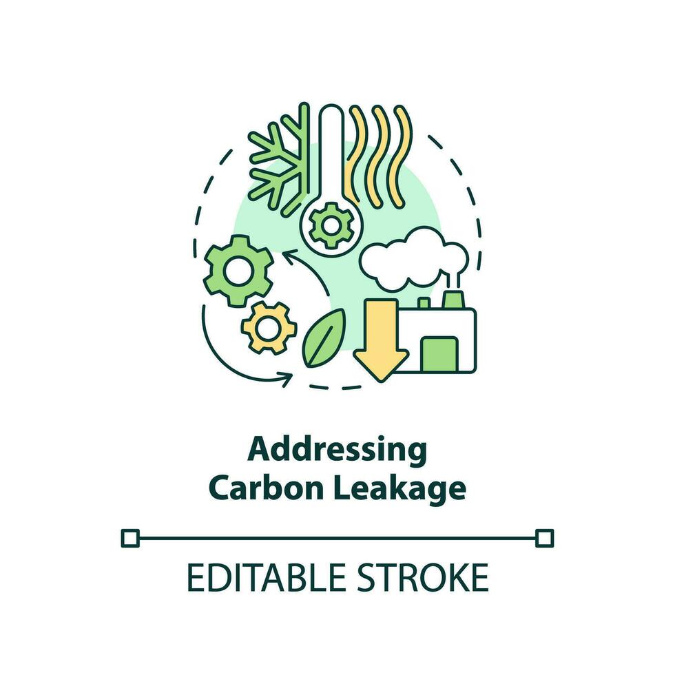 Editable addressing carbon leakage concept, isolated vector, thin line icon representing carbon border adjustment. vector