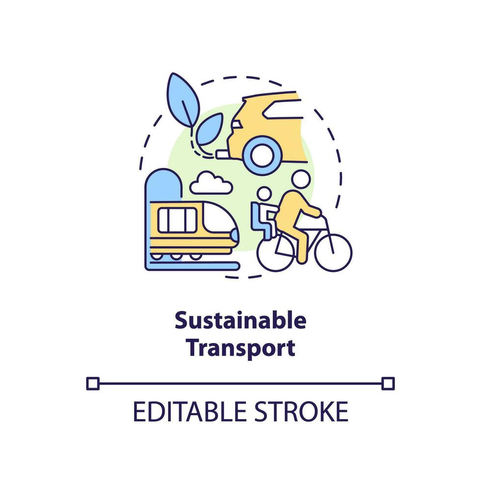 Editable sustainable transport concept, isolated vector, thin line icon representing carbon border adjustment. vector