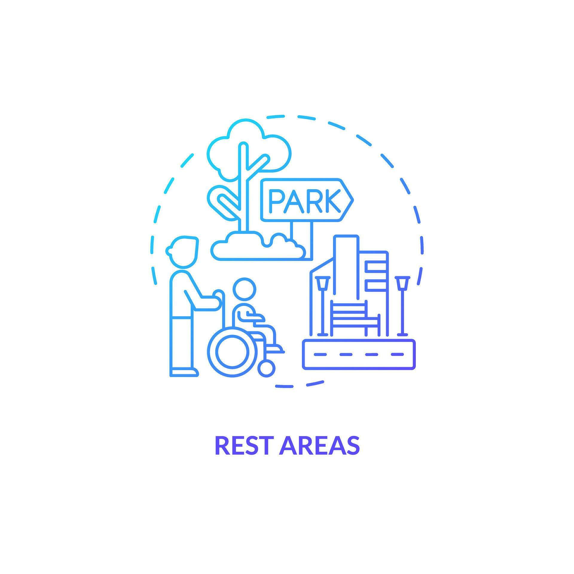 Rest areas blue gradient concept icon. Wheelchair accessible. People