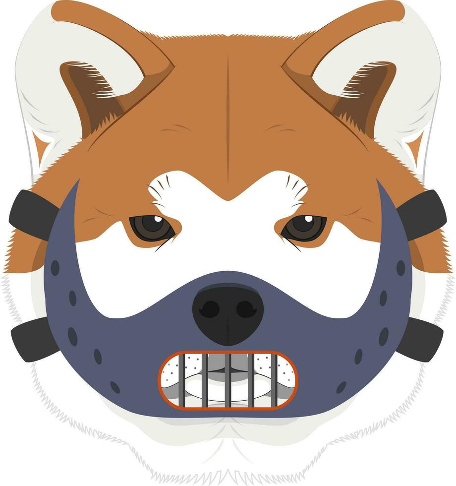 Halloween greeting card. Akita Inu dog dressed with a force mask vector