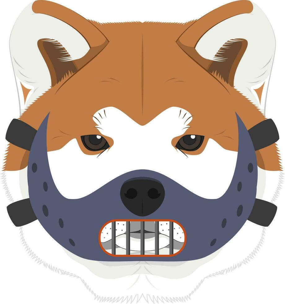 Víspera de Todos los Santos saludo tarjeta. akita inu perro vestido con un fuerza máscara vector