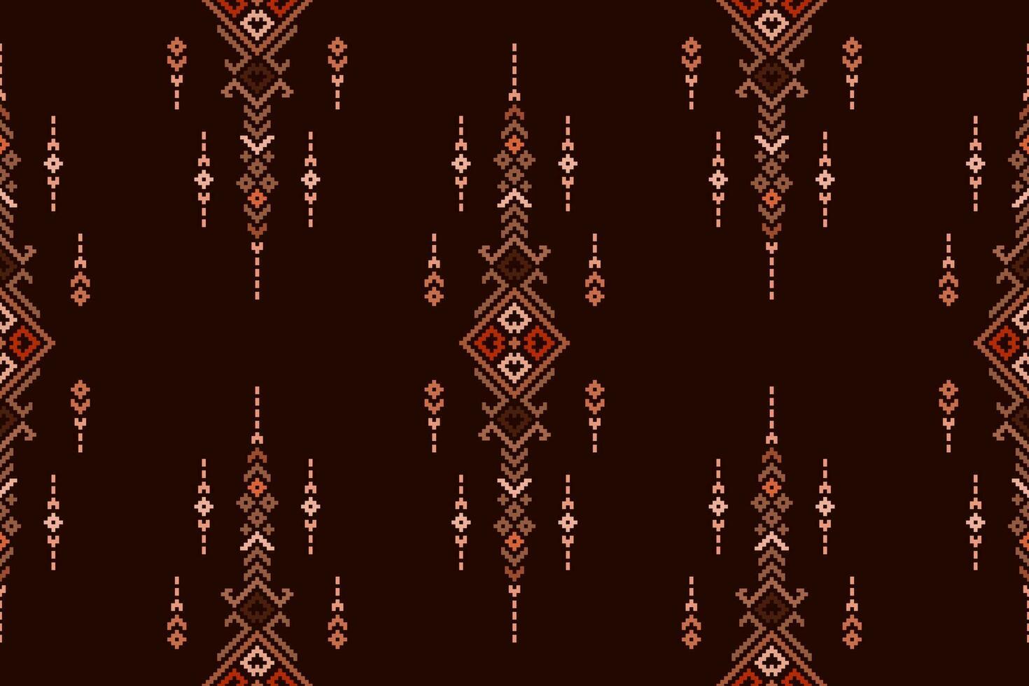 Geometric ethnic oriental seamless pattern traditional. Pixel pattern, Embroidery style. Design for clothing, fabric, batik, background, wallpaper, wrapping, knitwear vector