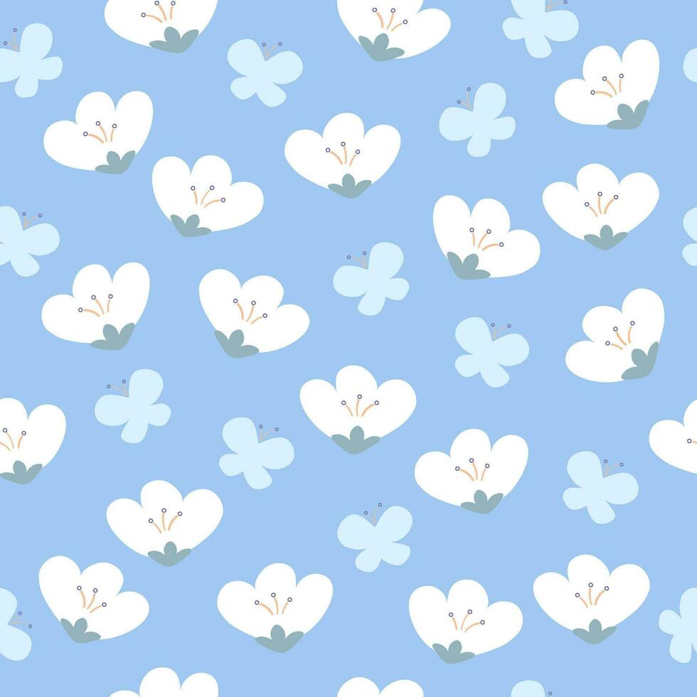 Seamless patterns, hand-drawn in floral style vector