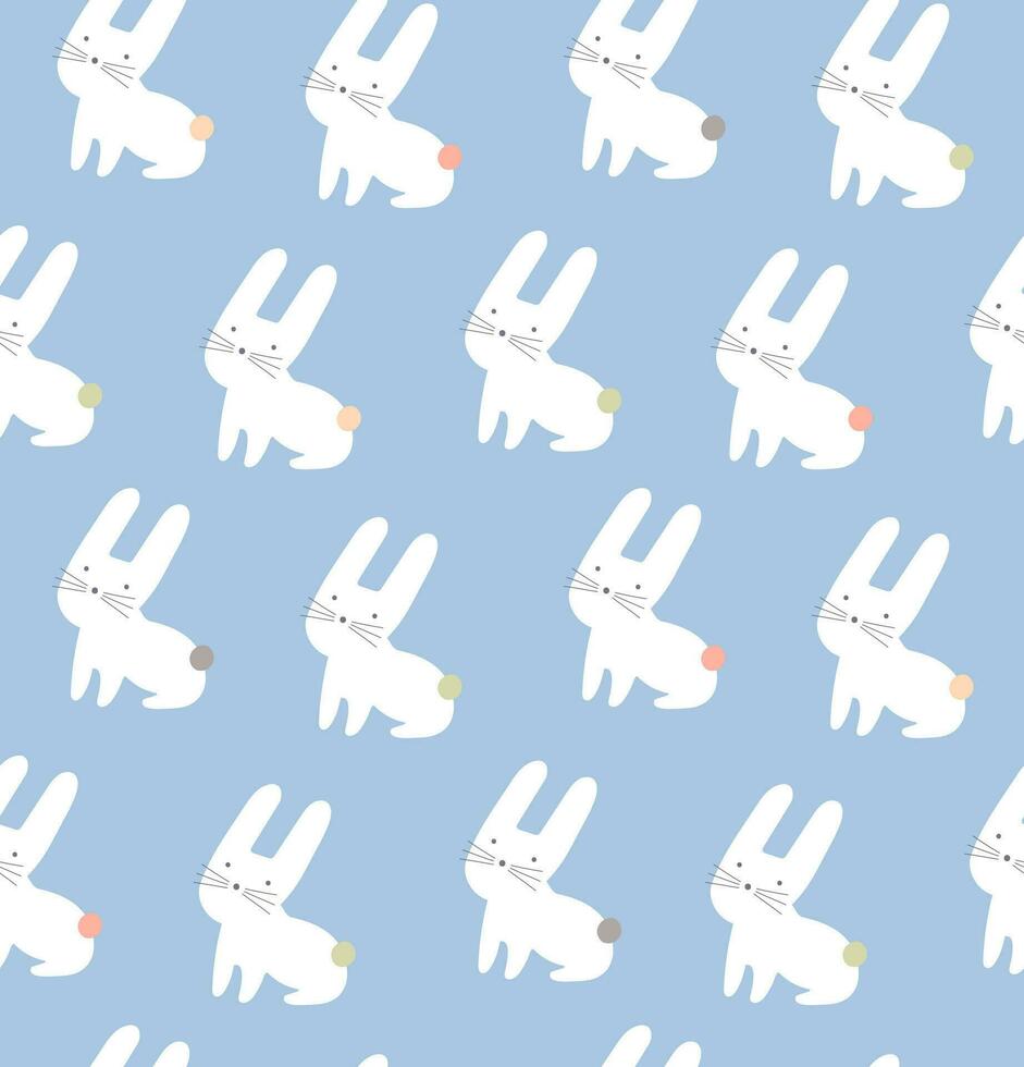 Cute rabbit seamless patterns, hand-drawn style vector