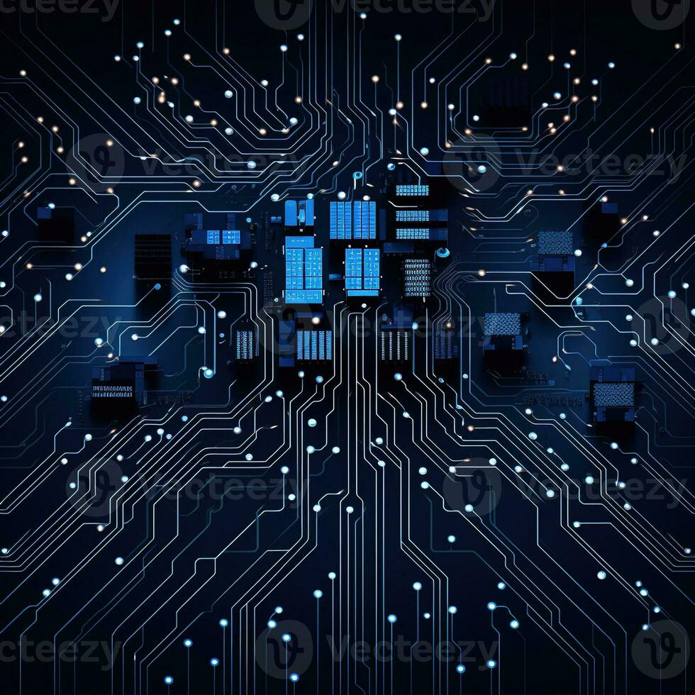 Circuit board background with abstract technology chip processor. Central Computer Processors CPU concept. Motherboard digital chip. Technology science background. Generative AI photo